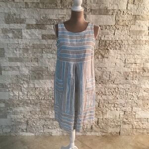 J. Jill Love Linen Striped Sleeveless Dress